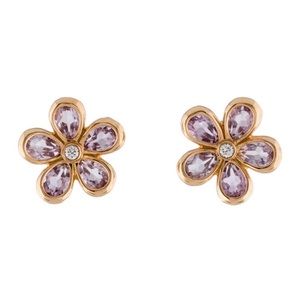 Tiffany and Co amethyst and diamond flower earrings in rose gold